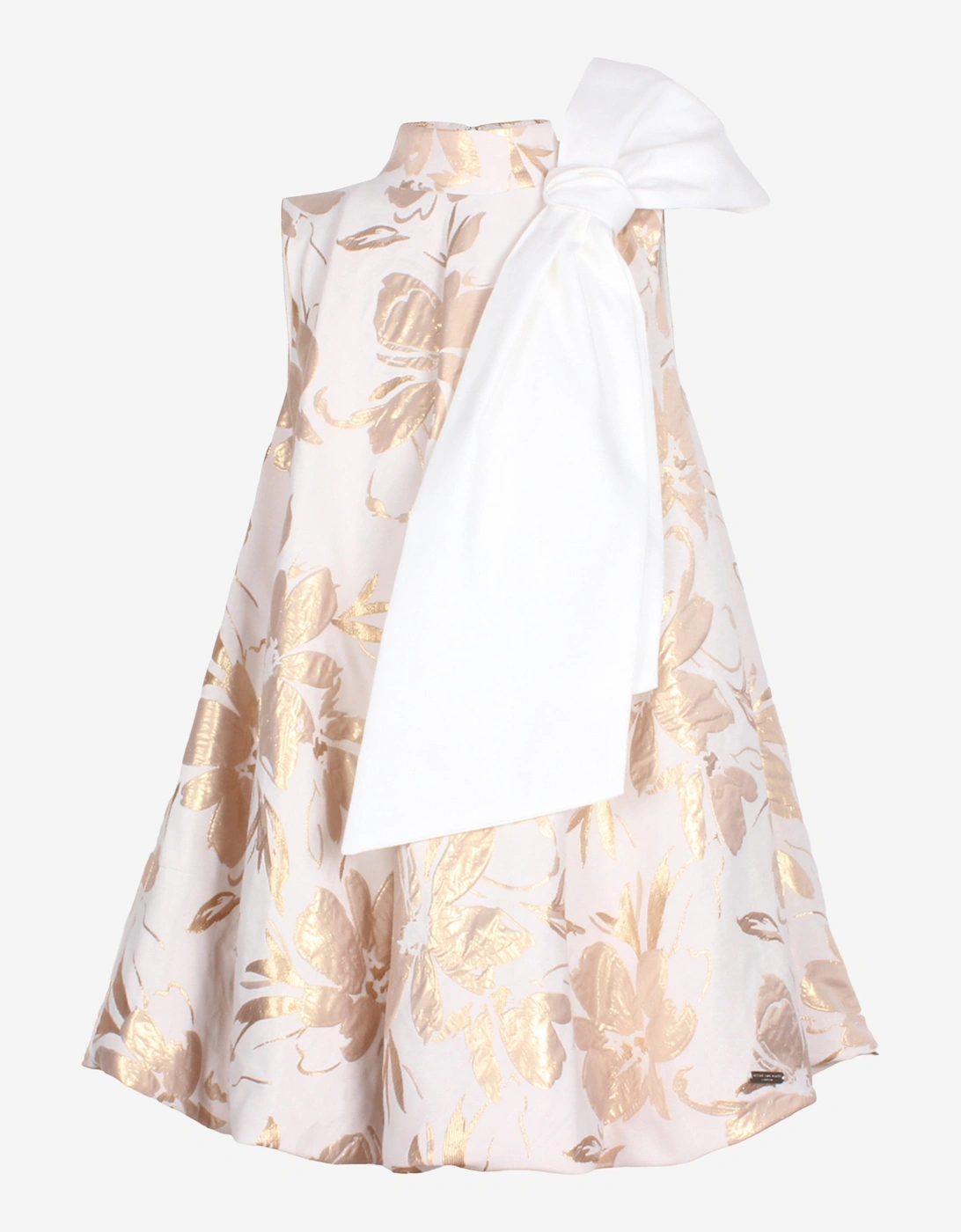 Girls Abstract Floral Jacquard Dress in Gold, 5 of 4