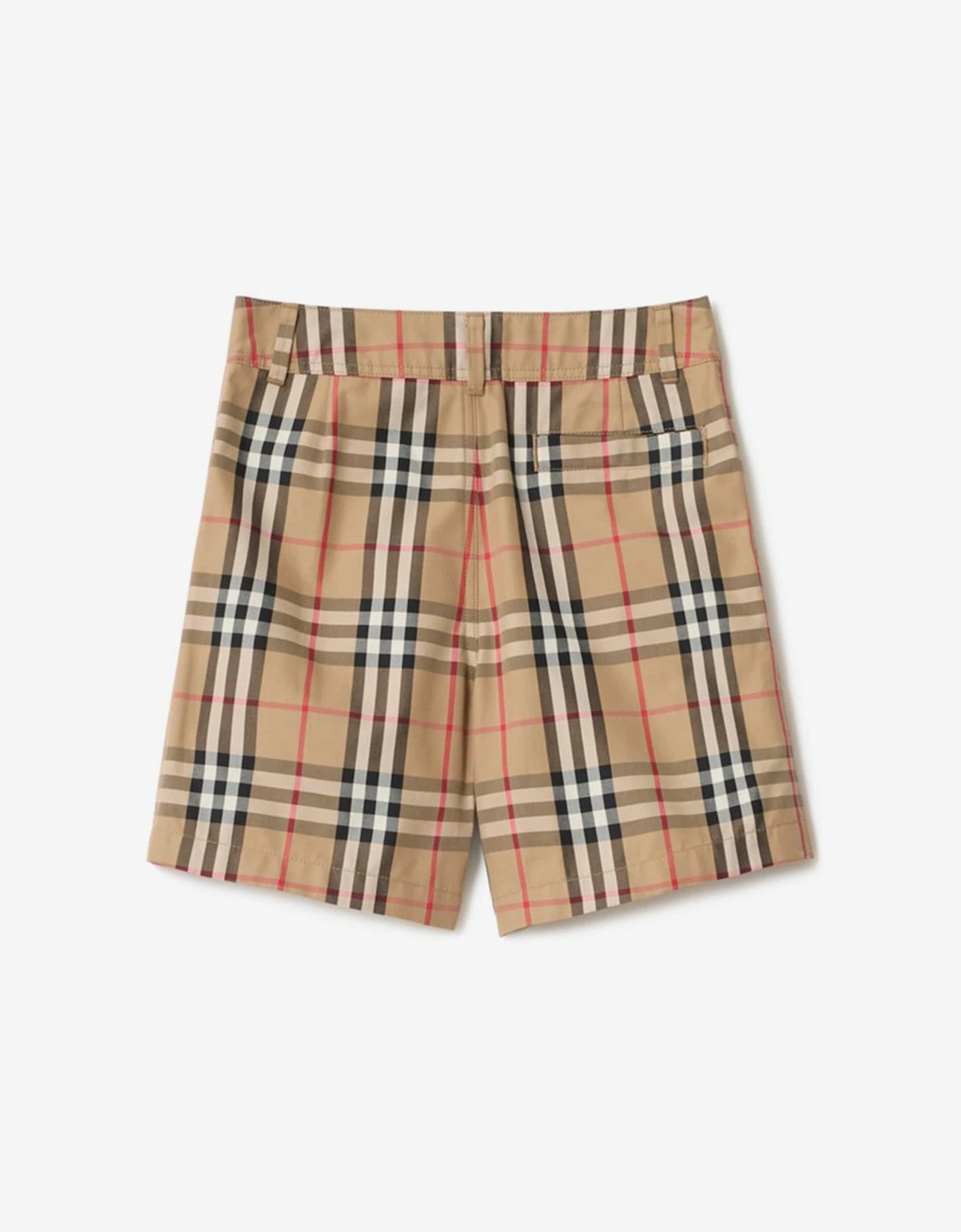 Boys Oscar Check Cotton Oxford Shorts in Beige