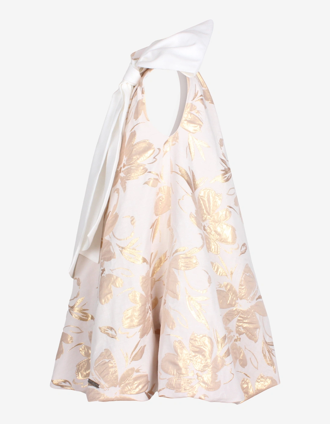 Girls Abstract Floral Jacquard Dress in Gold