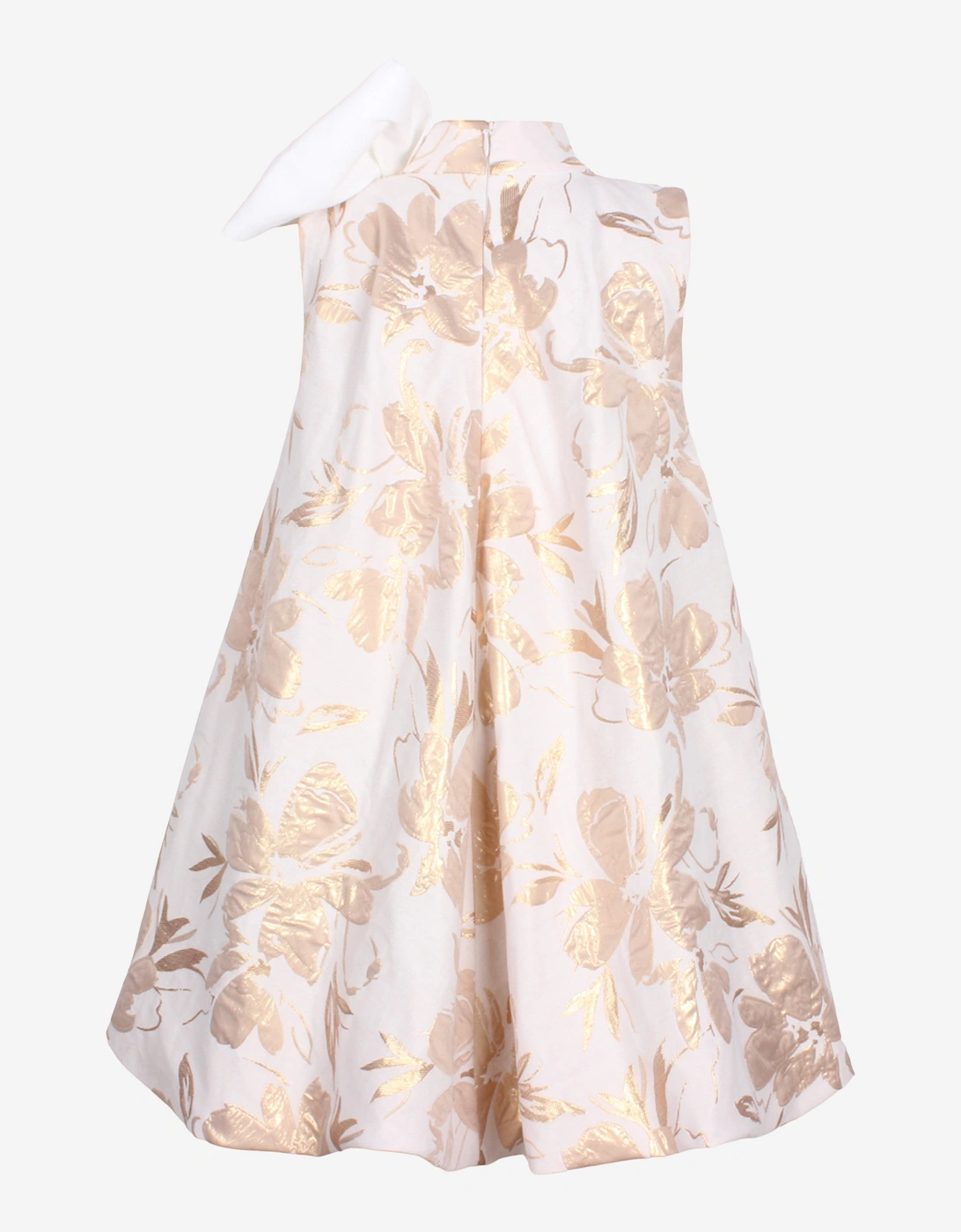 Girls Abstract Floral Jacquard Dress in Gold