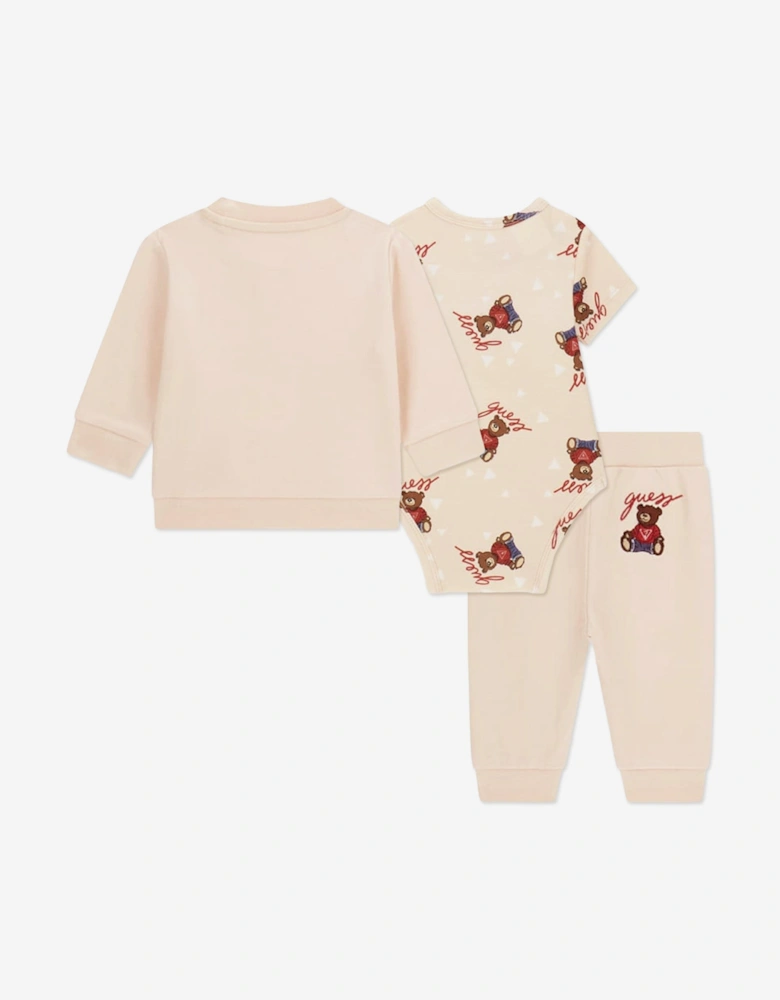 Baby 3 Piece Bear Tracksuit Set in Beige