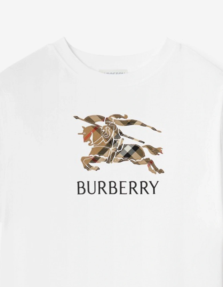 Boys Cedar Check EKD T-Shirt in White