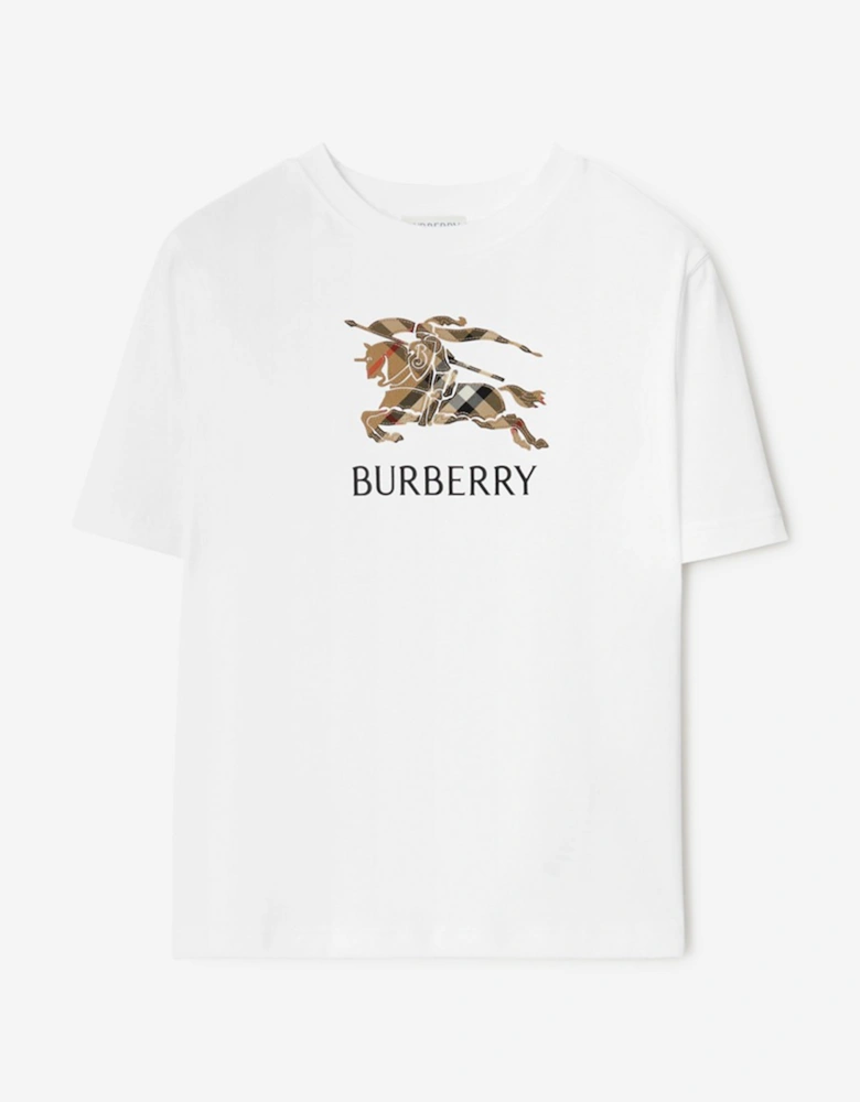 Boys Cedar Check EKD T-Shirt in White