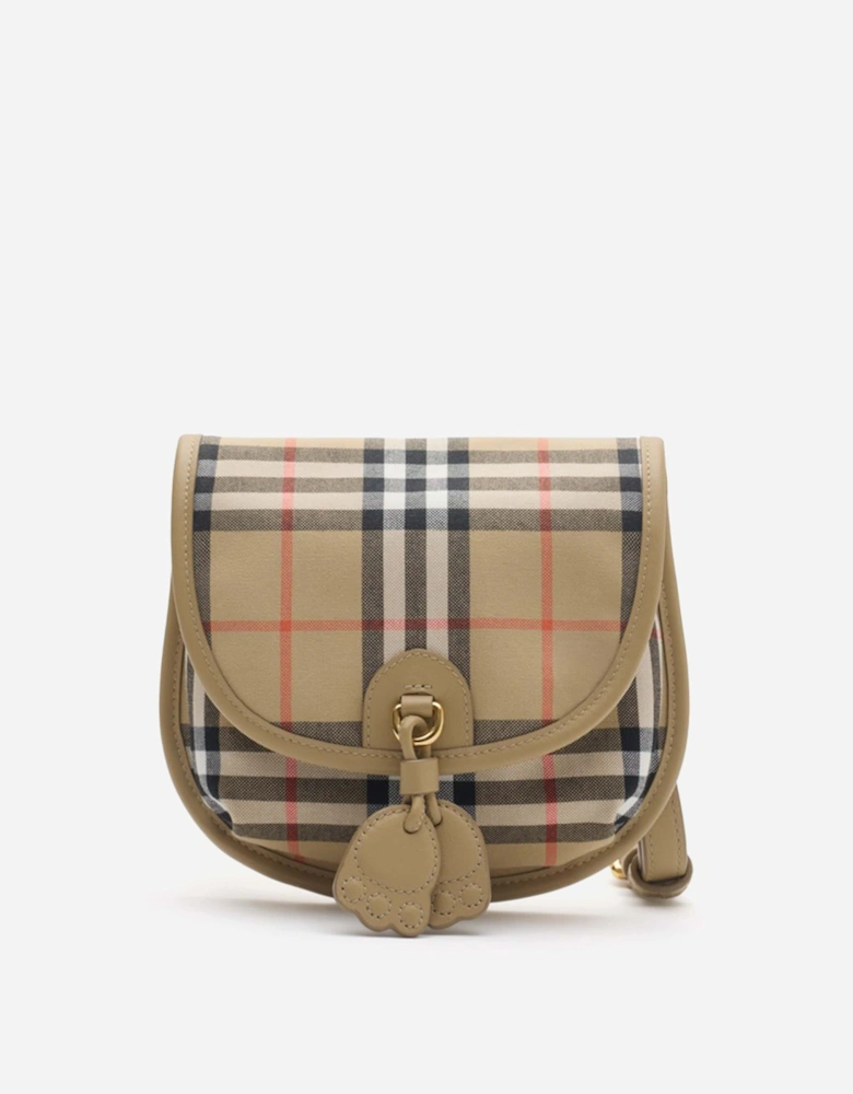 Girls Alice Check Crossbody Bag in Beige (18cm)