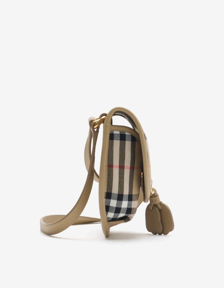 Girls Alice Check Crossbody Bag in Beige (18cm)