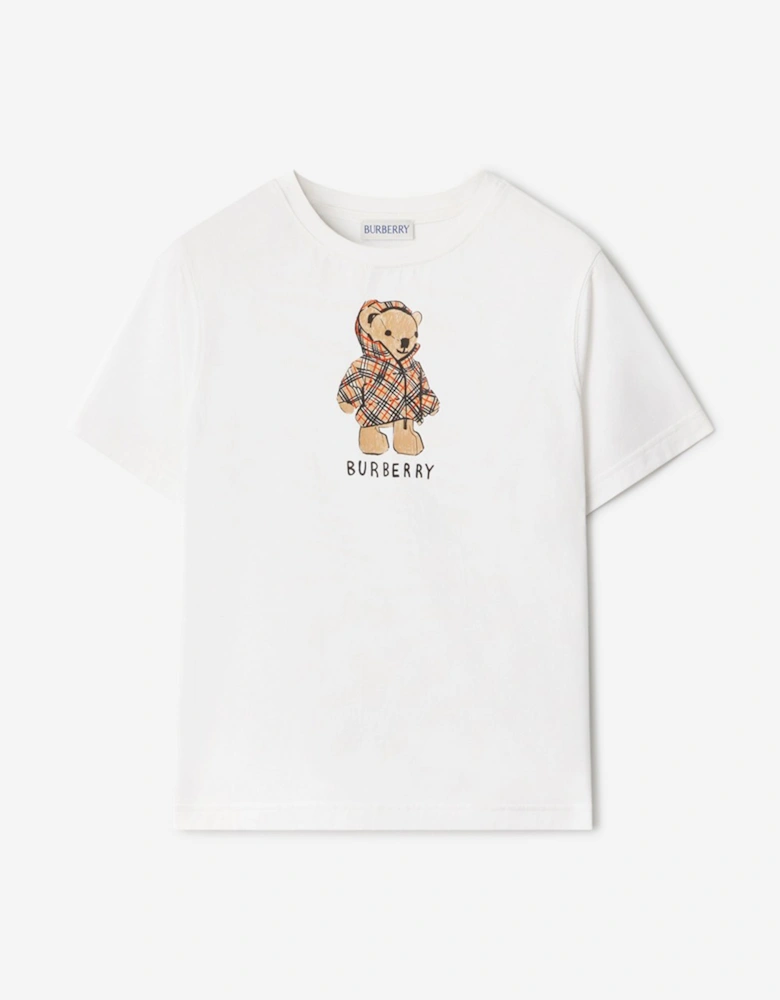 Kids Cedar Puffer Bear T-Shirt in White