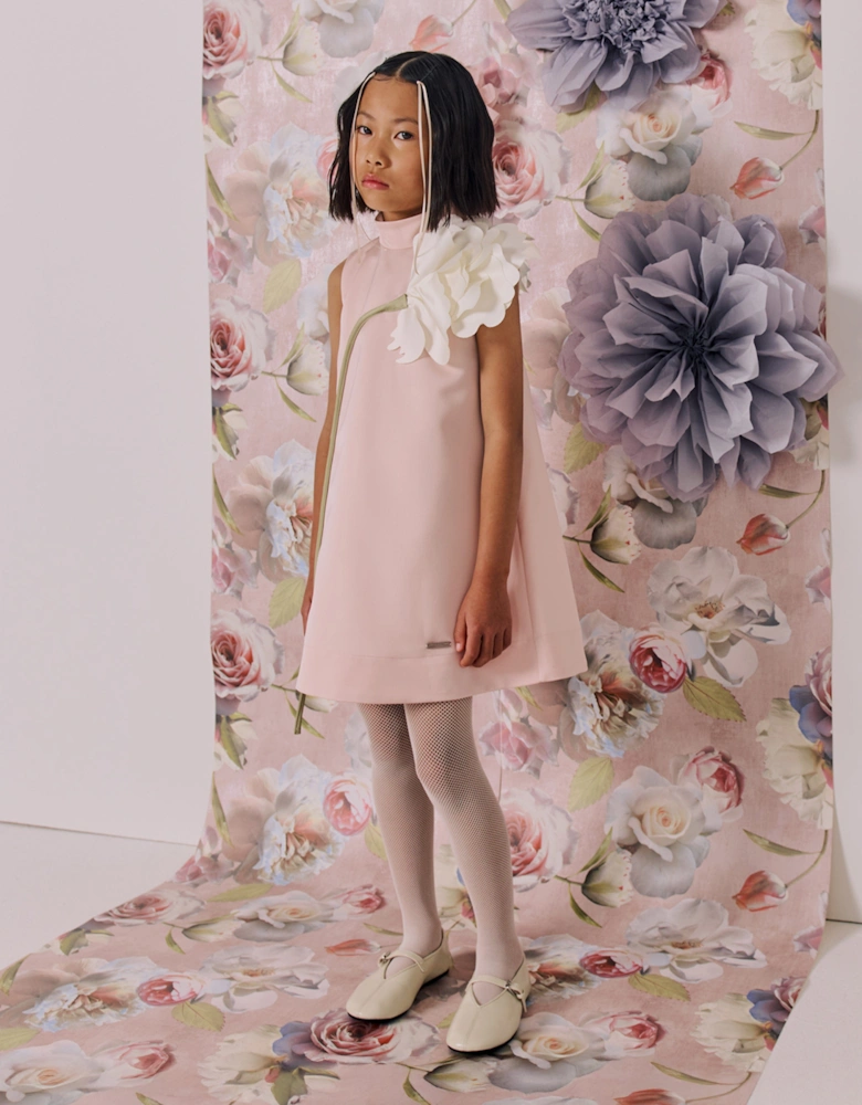 Girls Satin Kiss Me Over The Garden Fence Dress in Pink