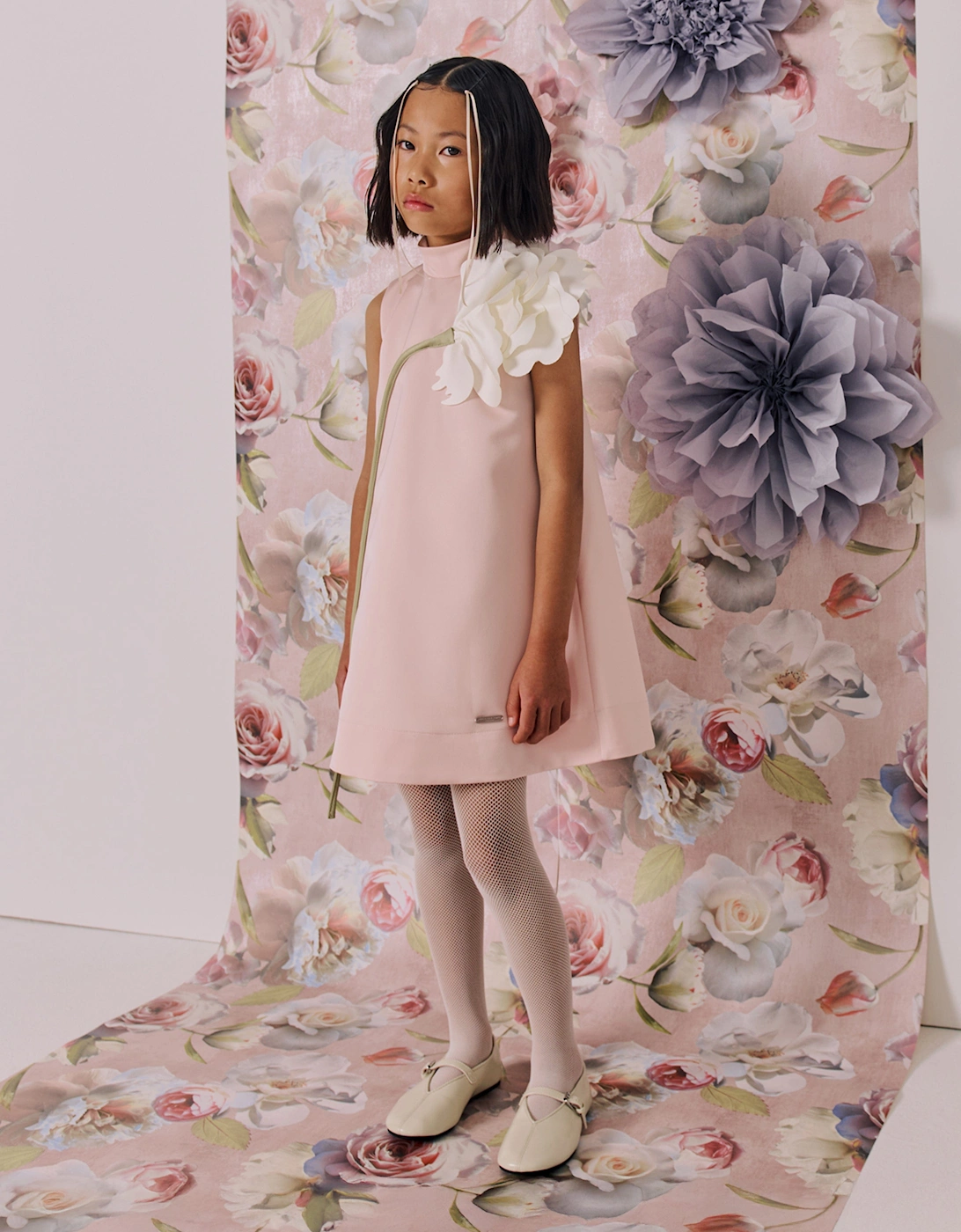 Girls Satin Kiss Me Over The Garden Fence Dress in Pink