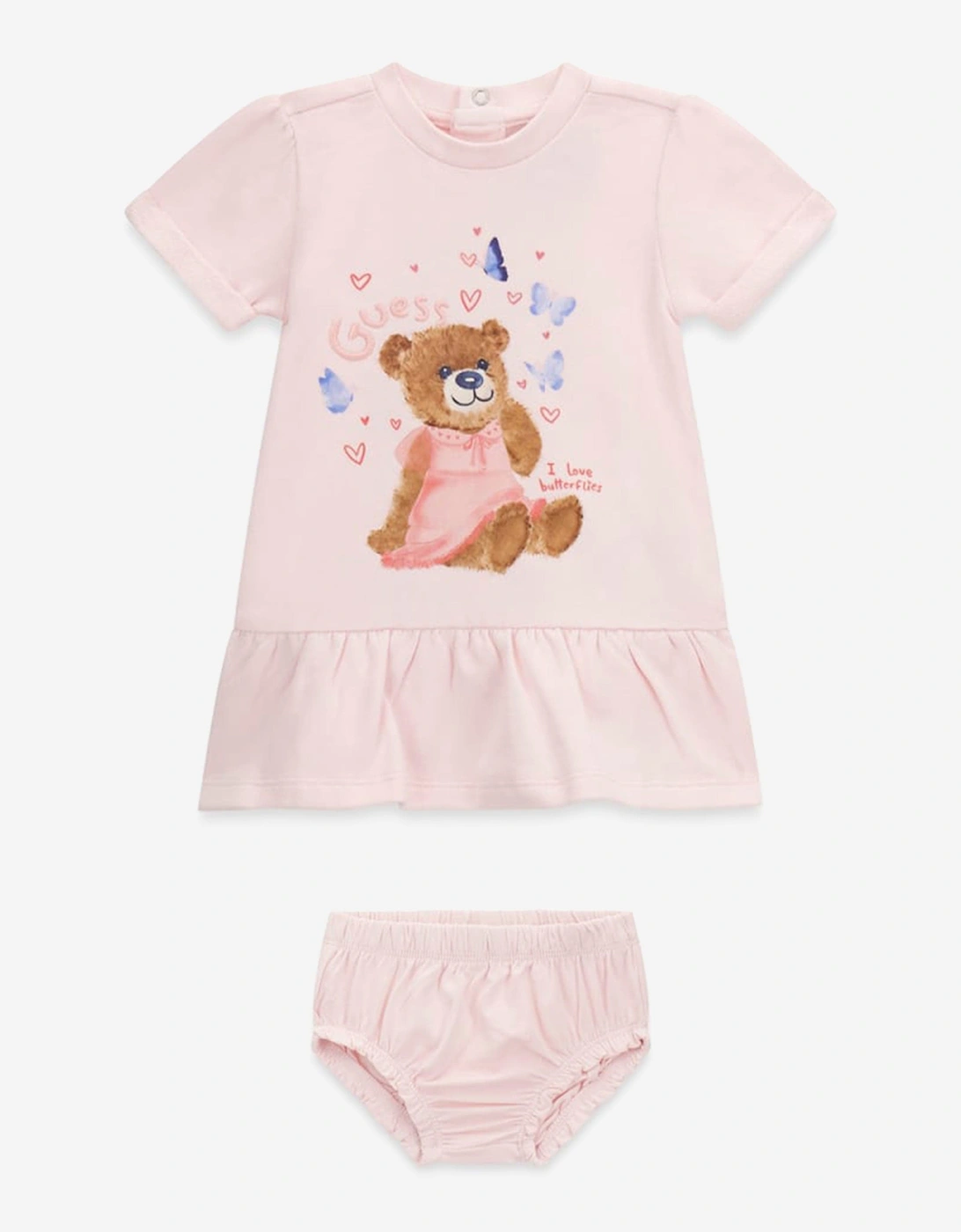 Baby Girls Teddy Bear Dress in Pink, 5 of 4