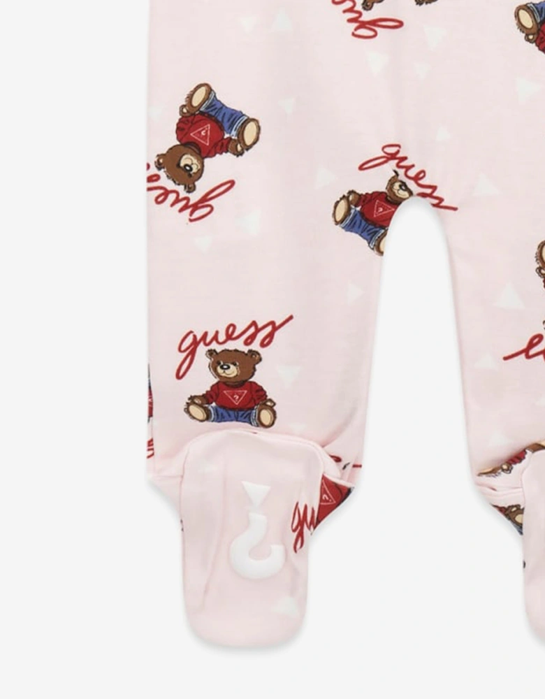 Baby Girls Teddy Bear Babygrow in Pink