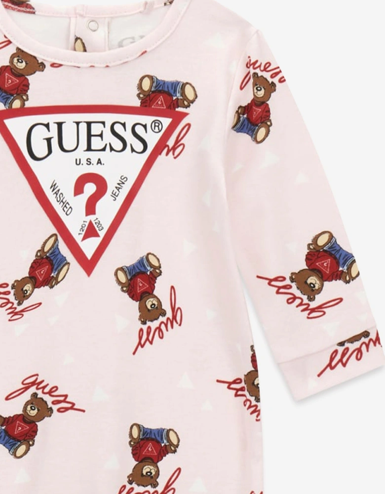 Baby Girls Teddy Bear Babygrow in Pink