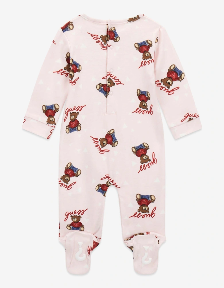 Baby Girls Teddy Bear Babygrow in Pink