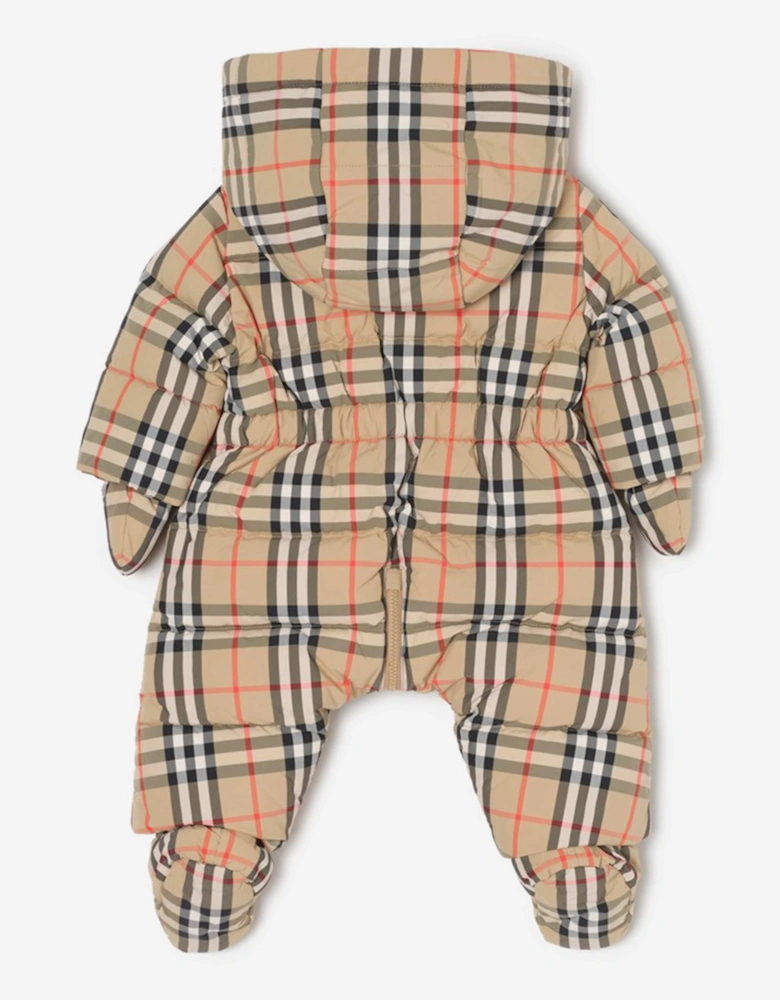 Baby Harper Check Down Padded Snowsuit in Beige
