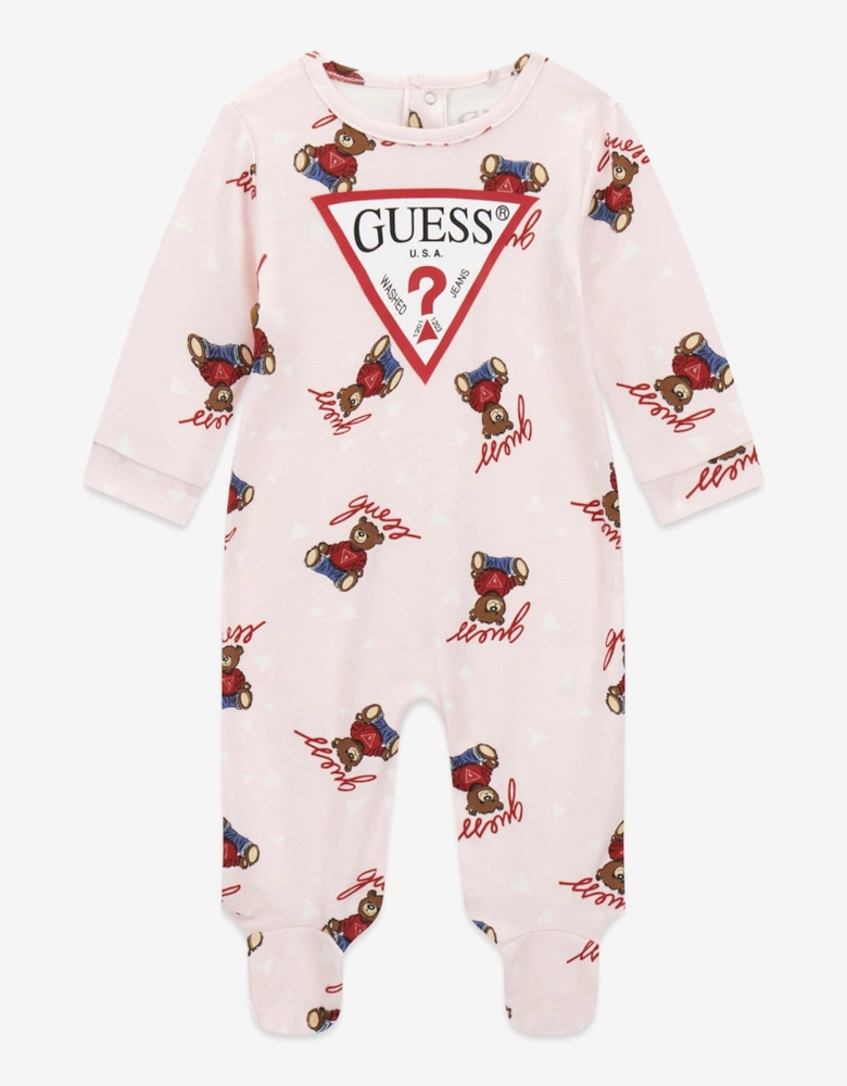 Baby Girls Teddy Bear Babygrow in Pink