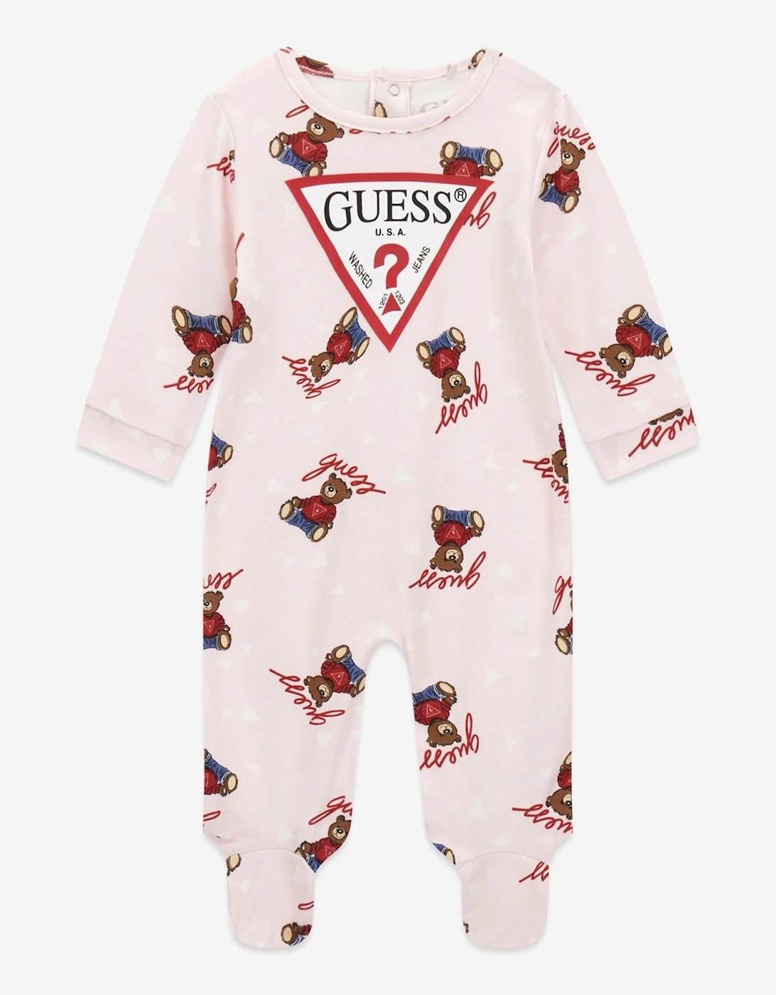 Baby Girls Teddy Bear Babygrow in Pink, 5 of 4