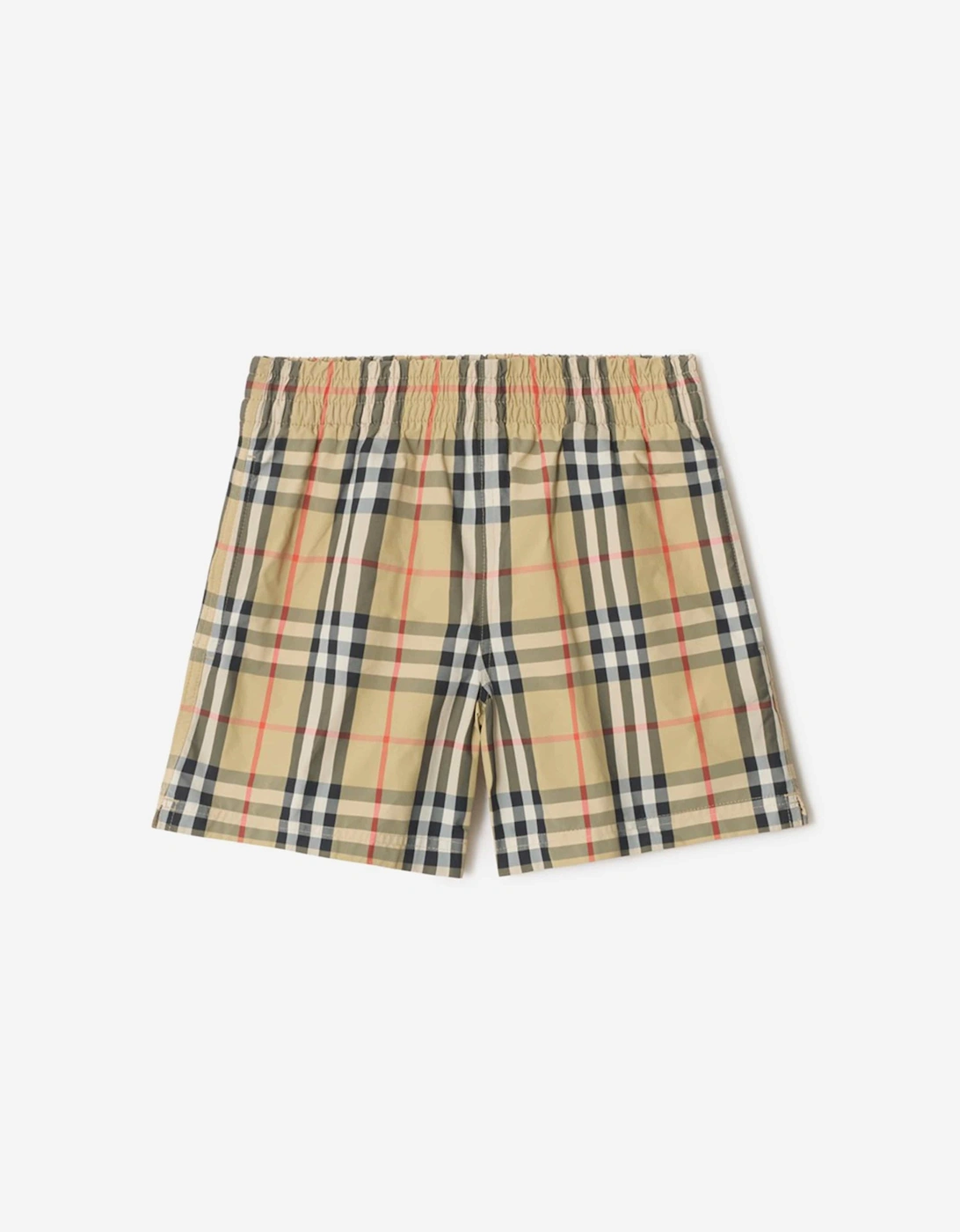 Boys Atticus Check Swim Shorts in Beige, 5 of 4