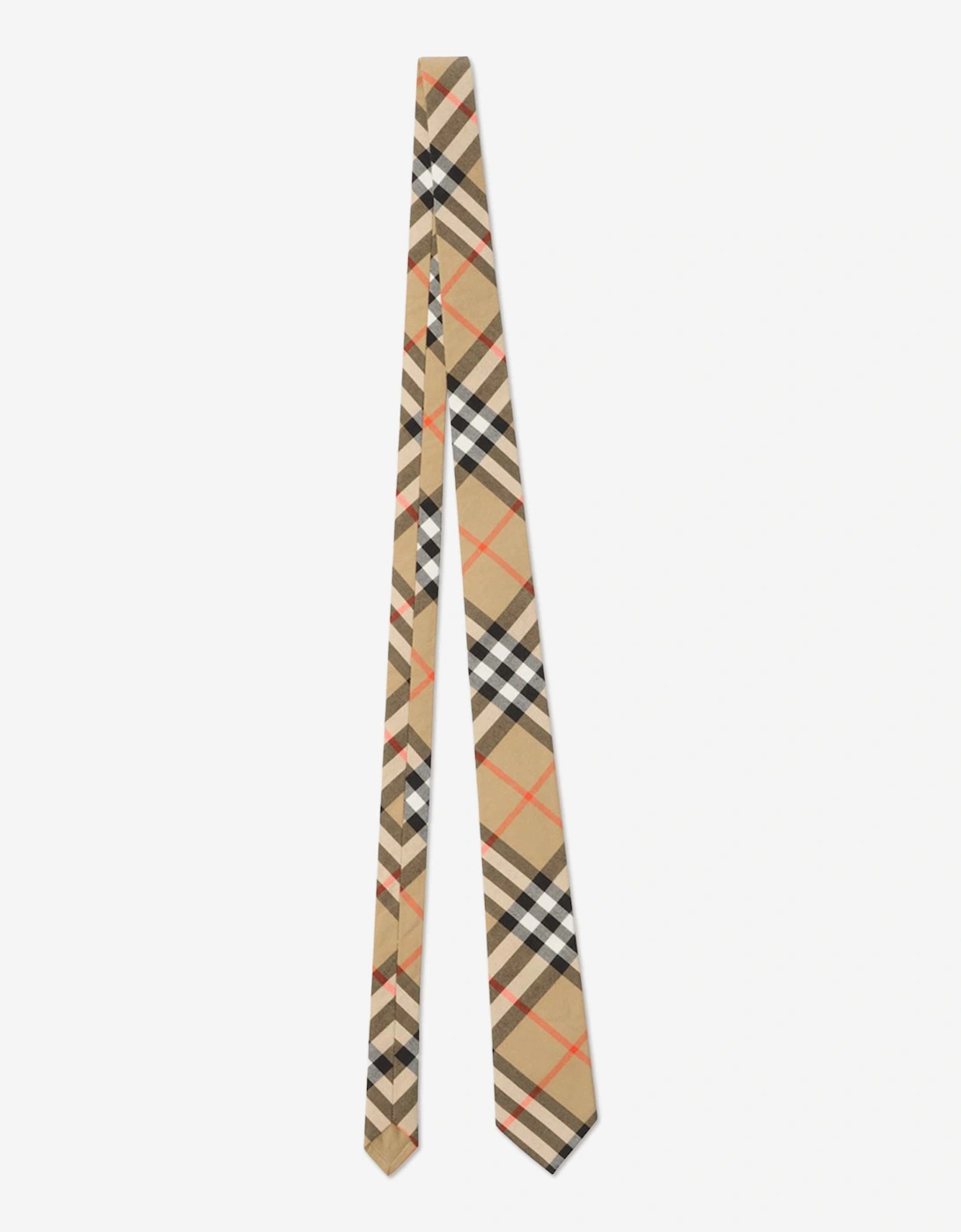Boys Cotton Check Tie in Beige