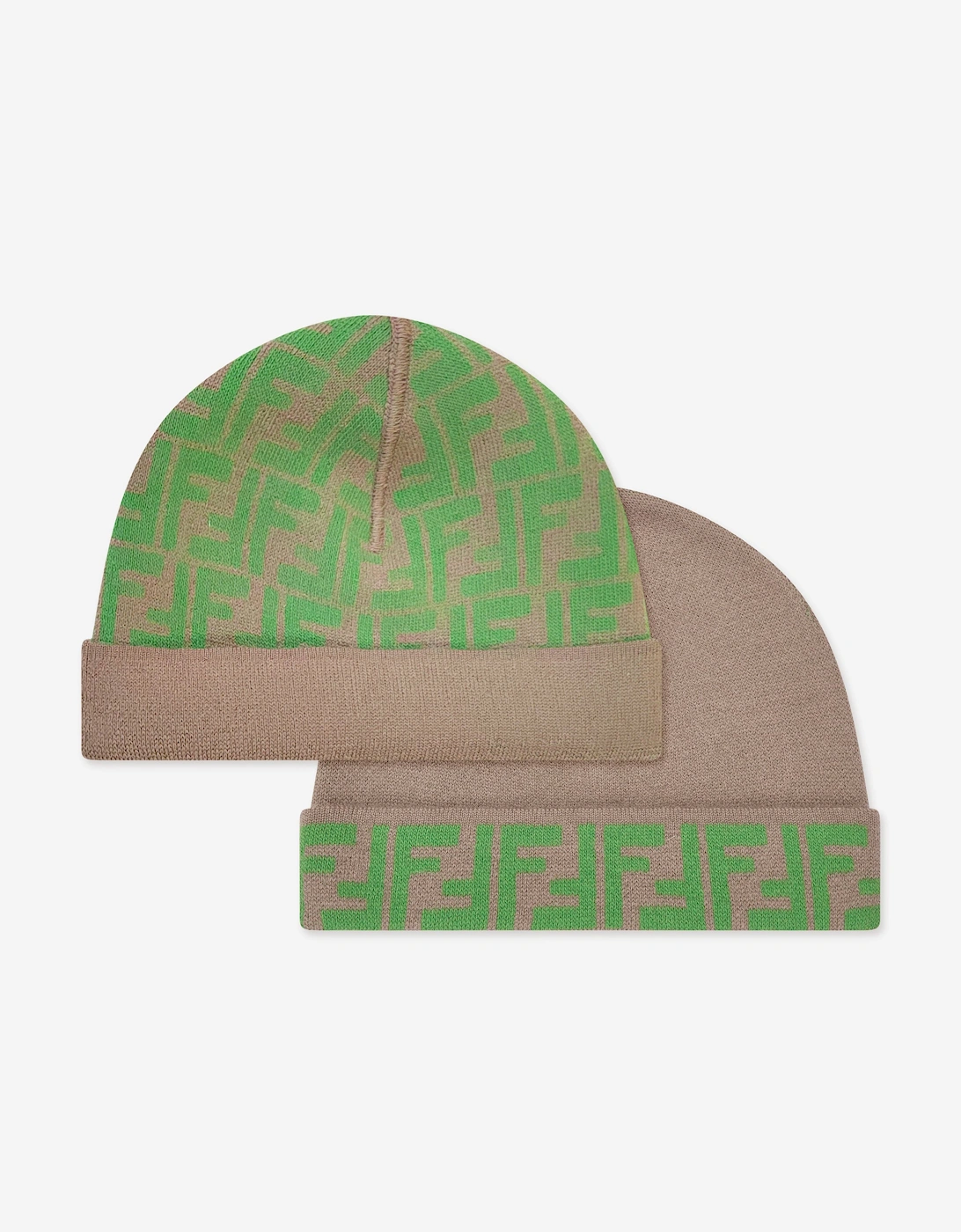 Kids FF Logo Reversible Beanie in Beige, 6 of 5