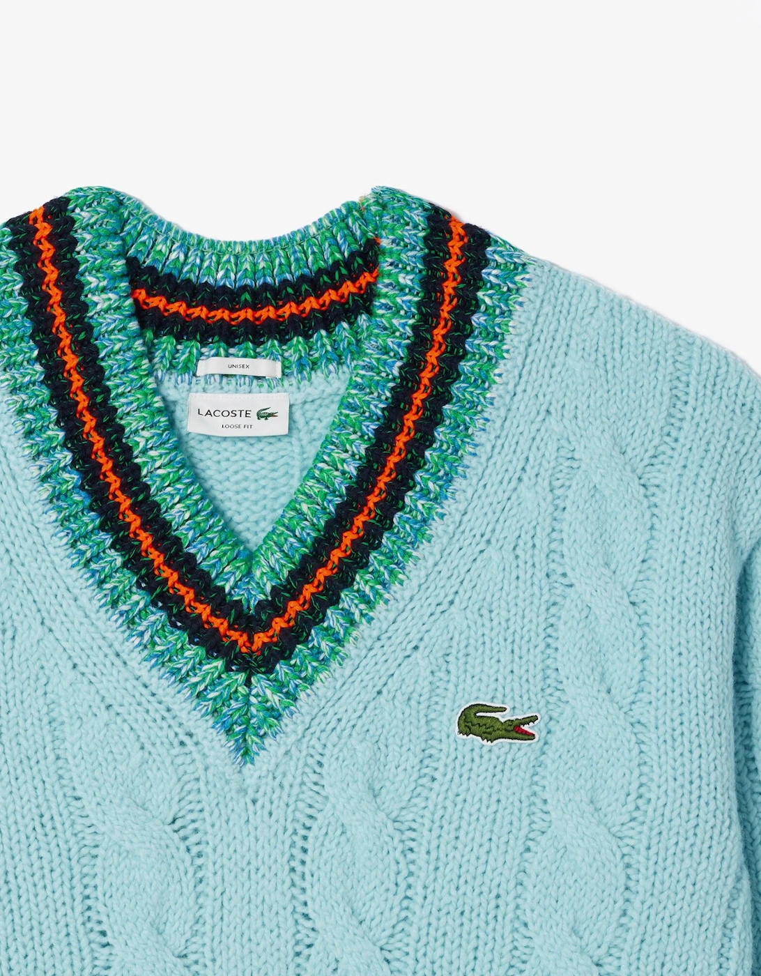 Cable Knit V-Neck Sweatshirt