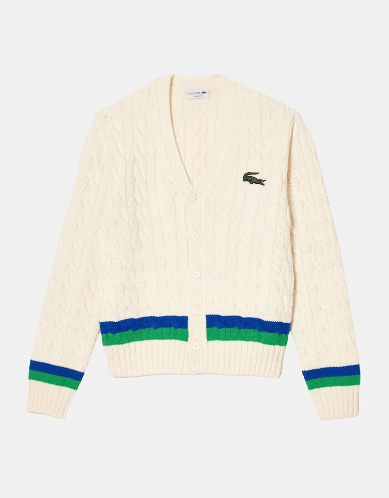 Cable Knit Striped Cardigan