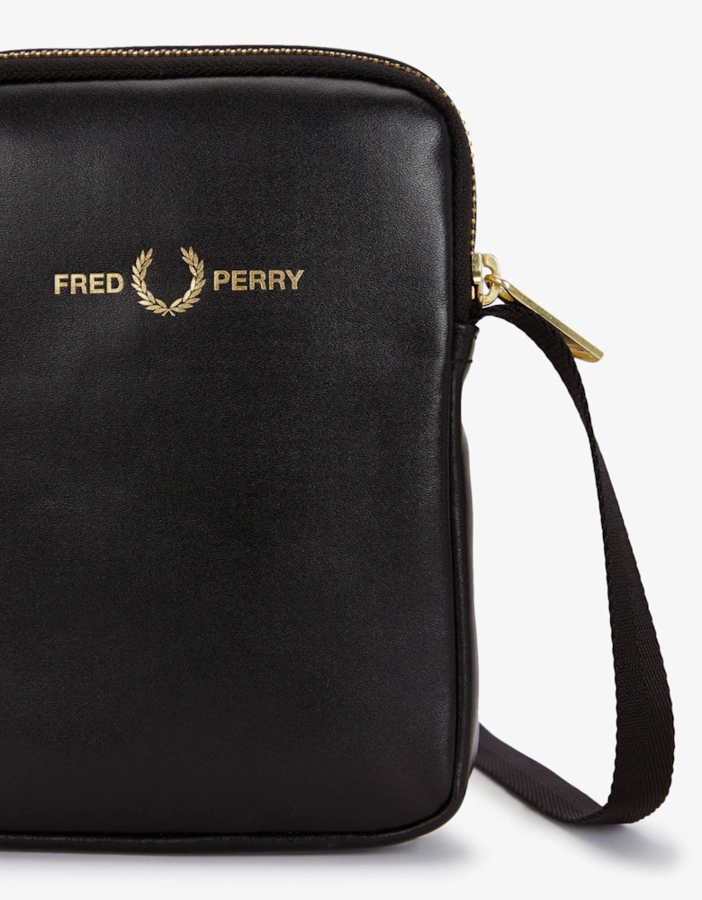 Mens Smooth Leather Small Side Bag - Black 102