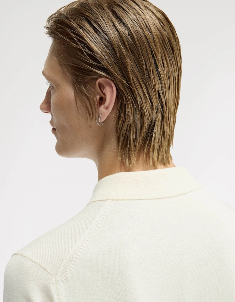 Mens Cotton Knitted Shirt - Ecru 170