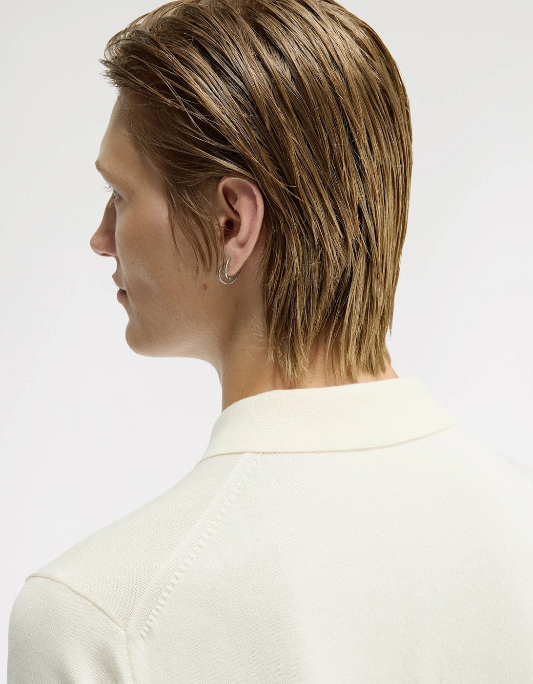 Mens Cotton Knitted Shirt - Ecru 170