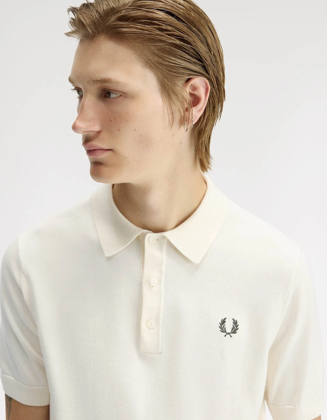 Mens Cotton Knitted Shirt - Ecru 170