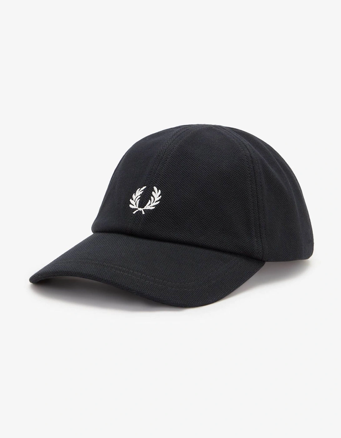 Fred Perry Men's Black Pique Classic Cap - /Snow White 843 - Size One Size