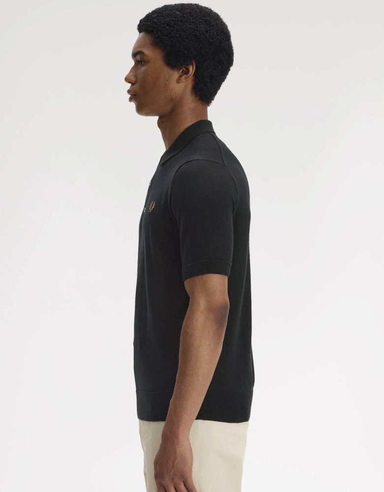 Mens Cotton Knitted Shirt - Black 198