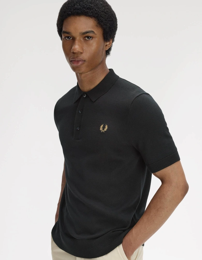 Mens Cotton Knitted Shirt - Black 198