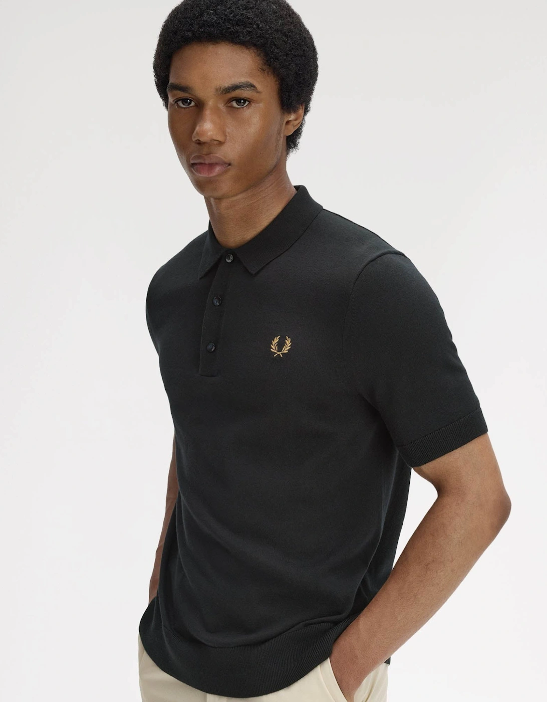 Mens Cotton Knitted Shirt - Black 198