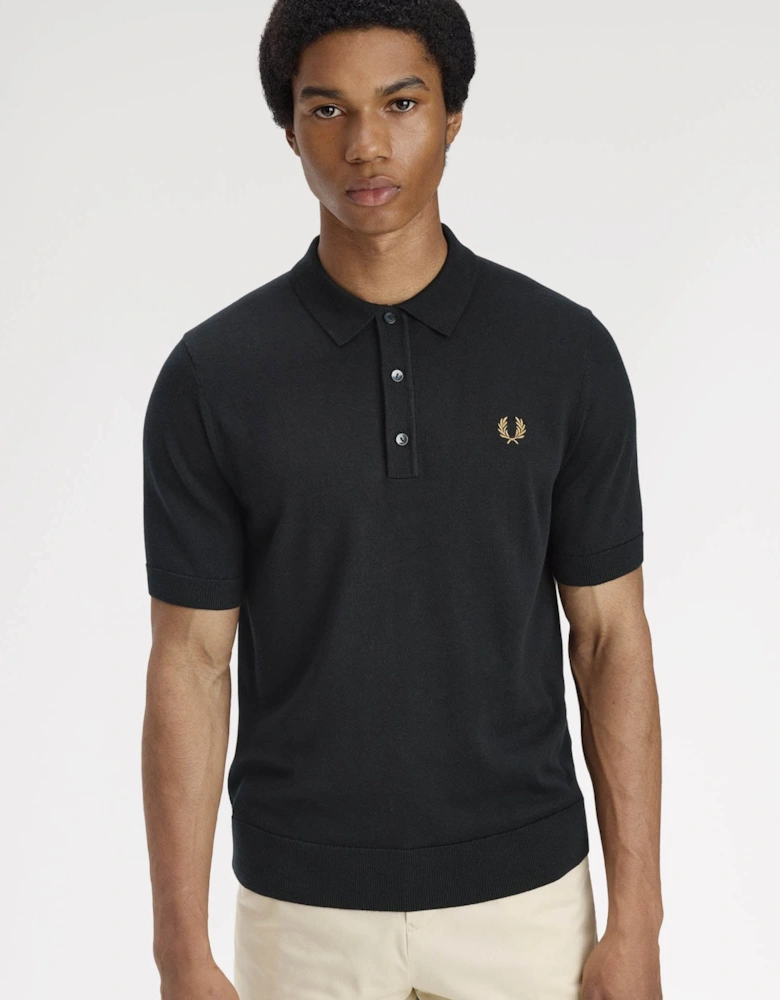 Mens Cotton Knitted Shirt - Black 198