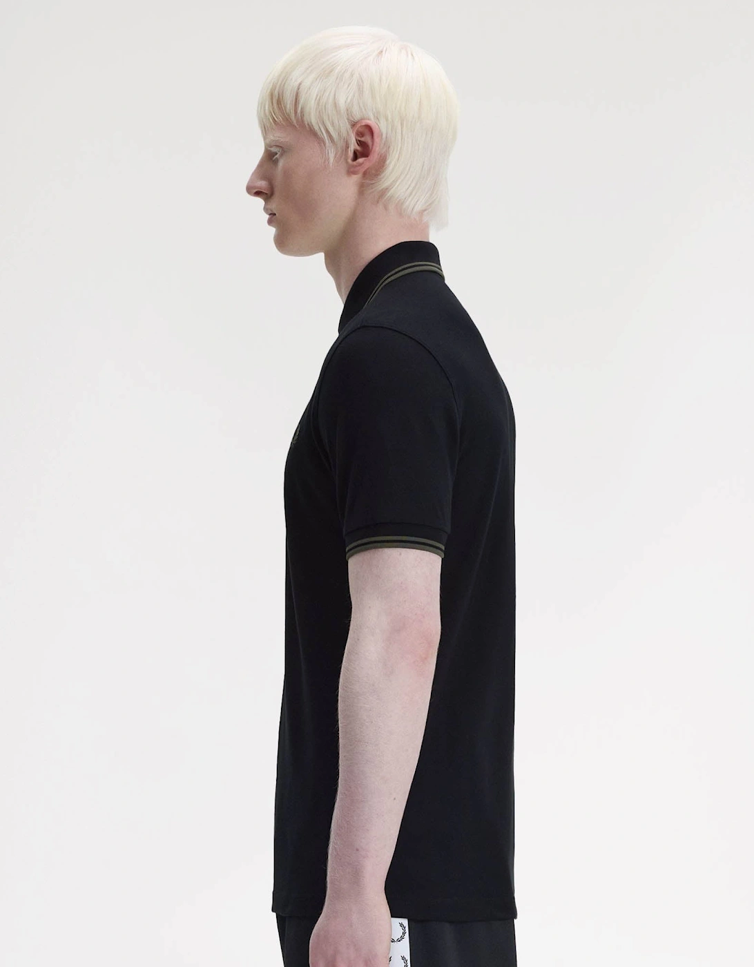 Mens Twin Tipped Signature Polo Shirt - Black/Field Green T44