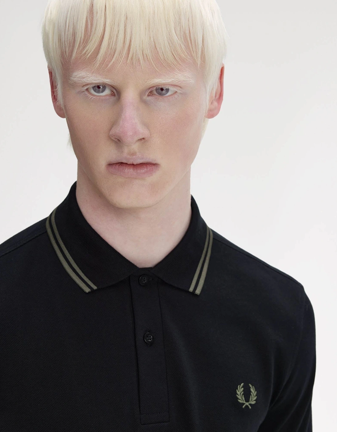 Mens Twin Tipped Signature Polo Shirt - Black/Field Green T44