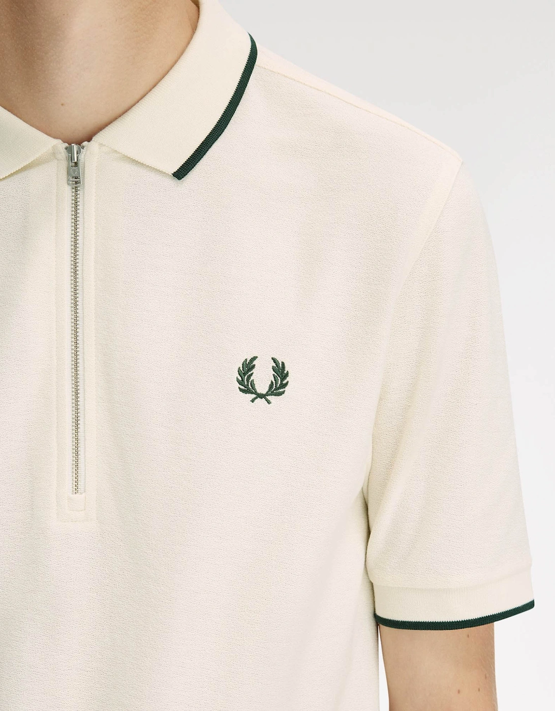 Mens Crepe Pique Polo Shirt - Ecru 560