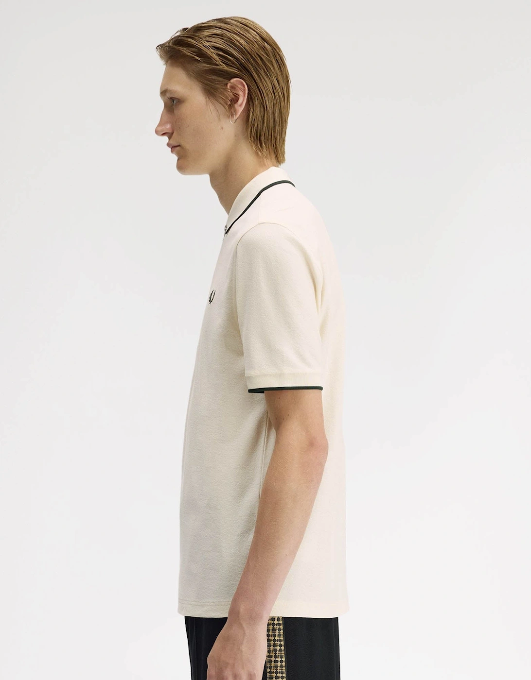 Mens Crepe Pique Polo Shirt - Ecru 560