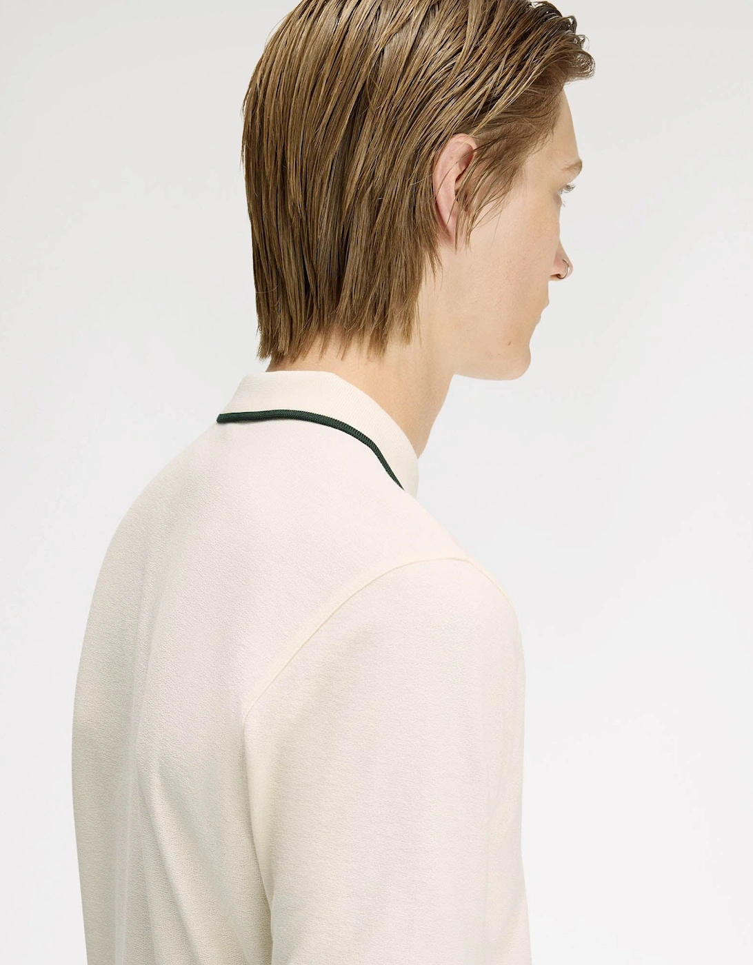 Mens Crepe Pique Polo Shirt - Ecru 560