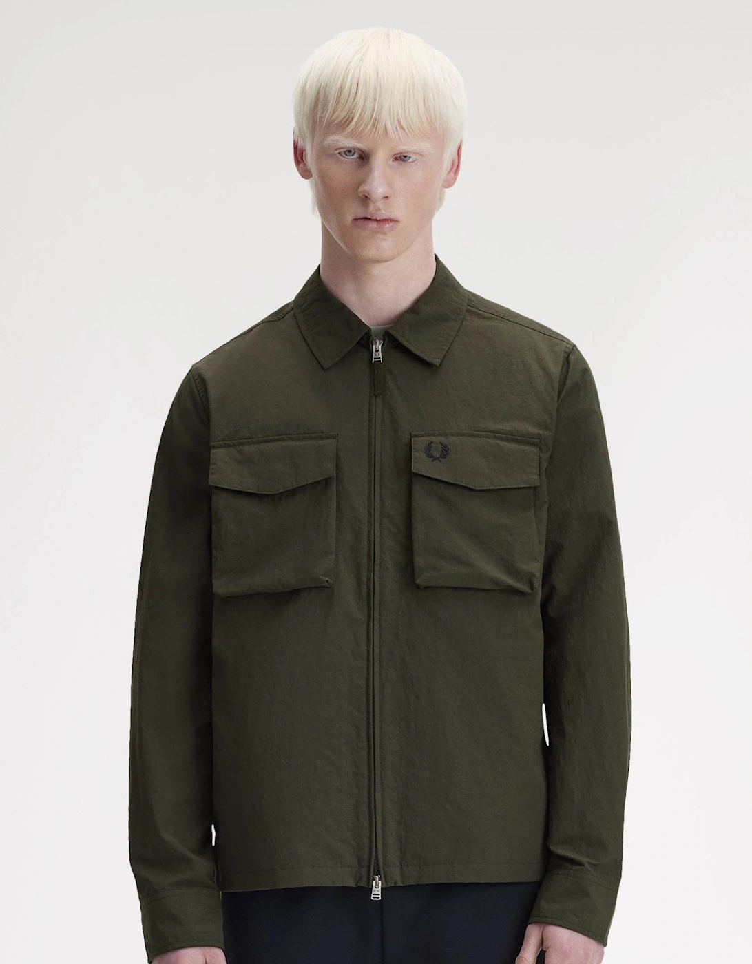 Fred Perry Men's Tan Ripstop Pocket Overshirt - Hunting Green 408 - : 38/Regular M