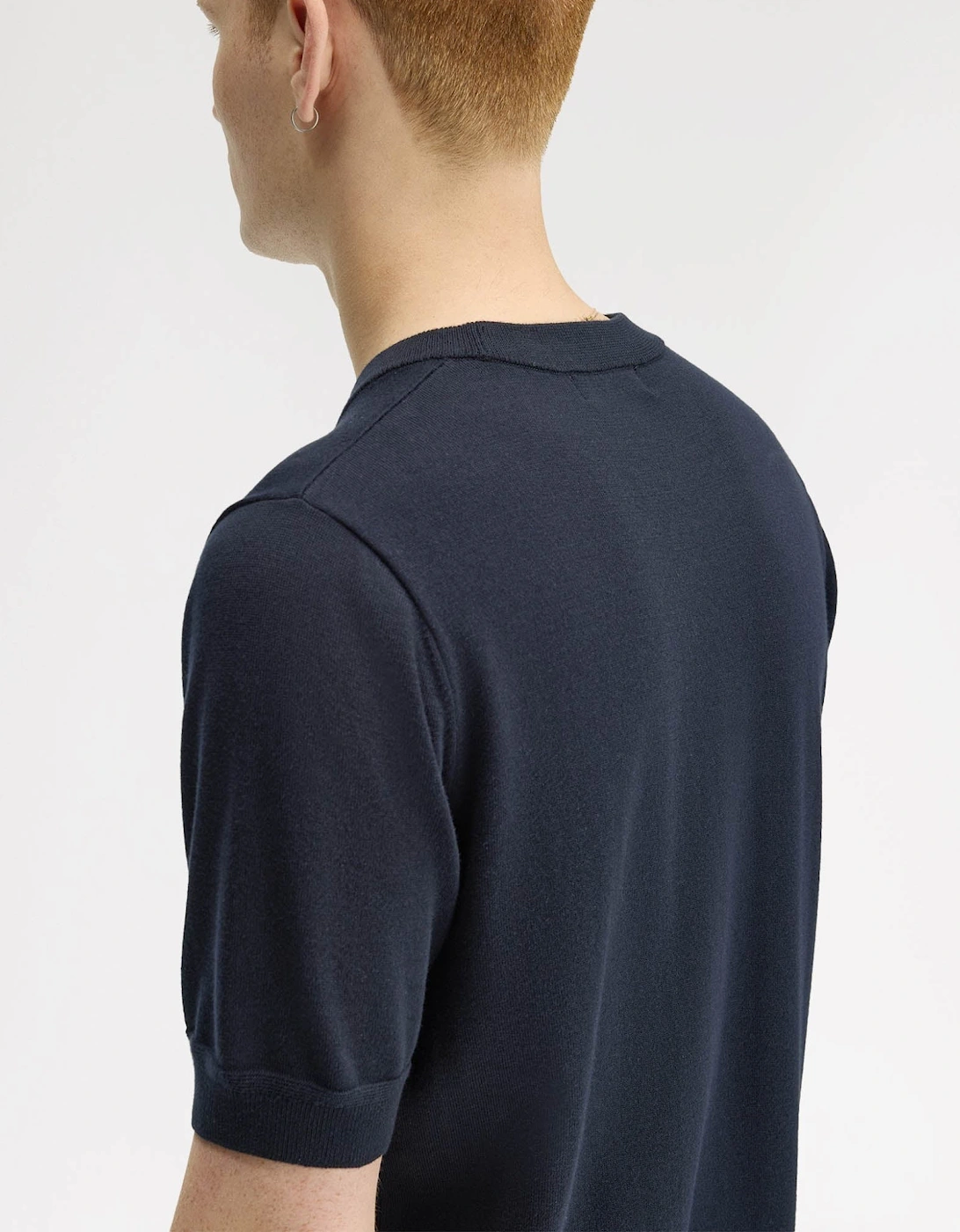 Mens Cotton Knitted T-Shirt - Navy 608