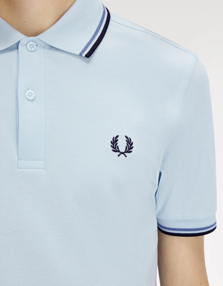 Mens Twin Tipped Signature Polo Shirt - Light Ice/Ace Blue/Navy 96A