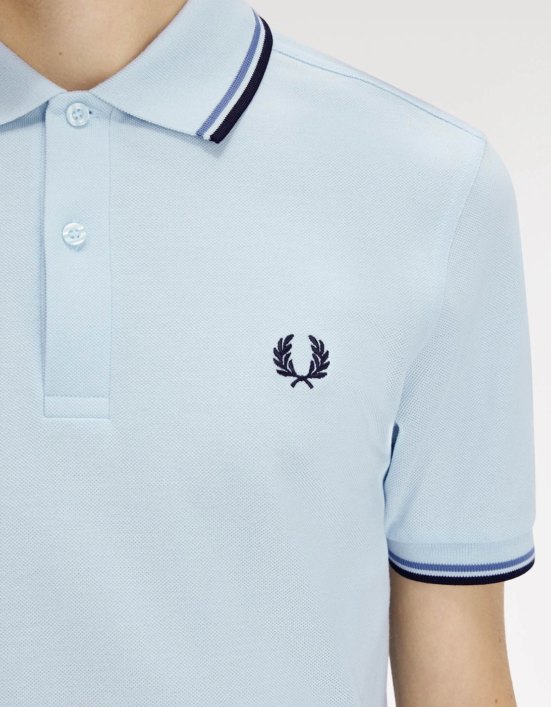 Mens Twin Tipped Signature Polo Shirt - Light Ice/Ace Blue/Navy 96A