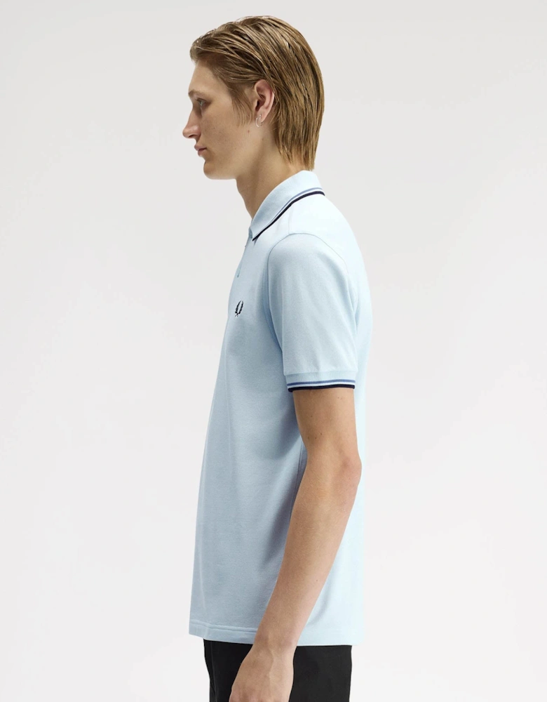 Mens Twin Tipped Signature Polo Shirt - Light Ice/Ace Blue/Navy 96A