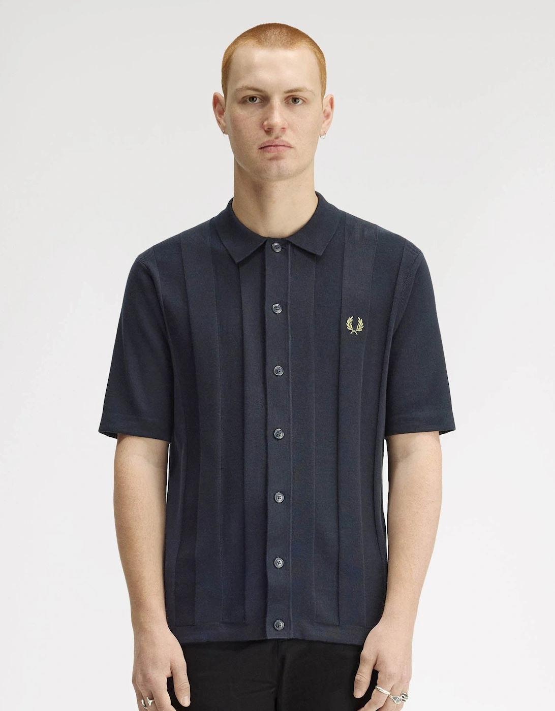 Mens Tonal Vertical Stripe Polo Shirt - Navy 608, 8 of 7