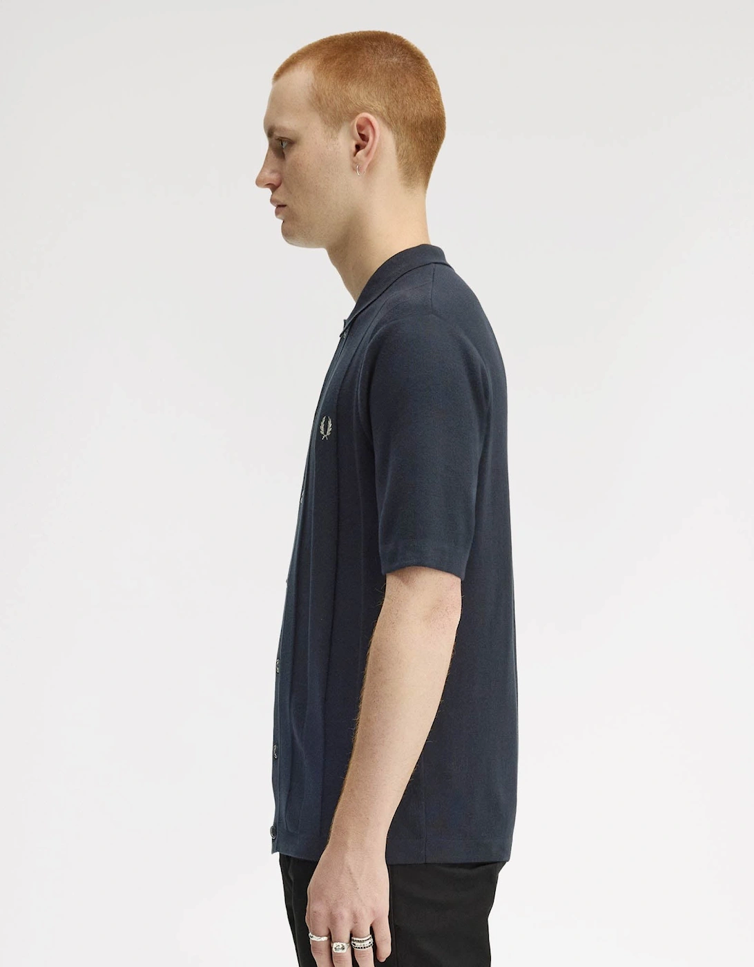 Mens Tonal Vertical Stripe Polo Shirt - Navy 608