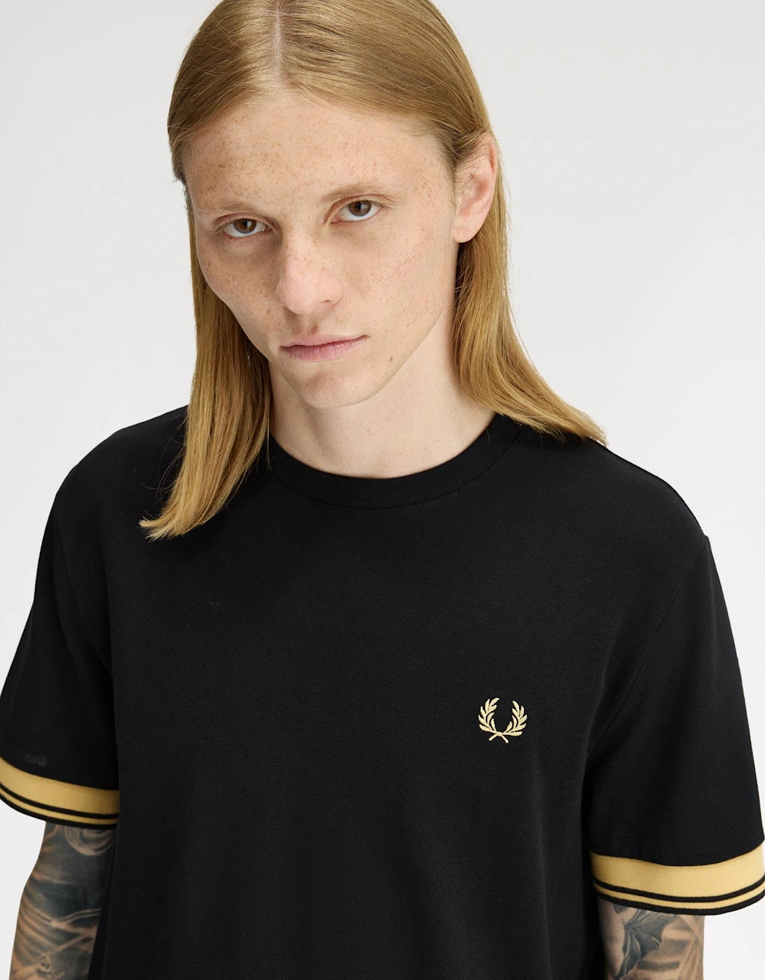 Mens Twin Tipped Cuff T-Shirt - Black/Champagne 90A