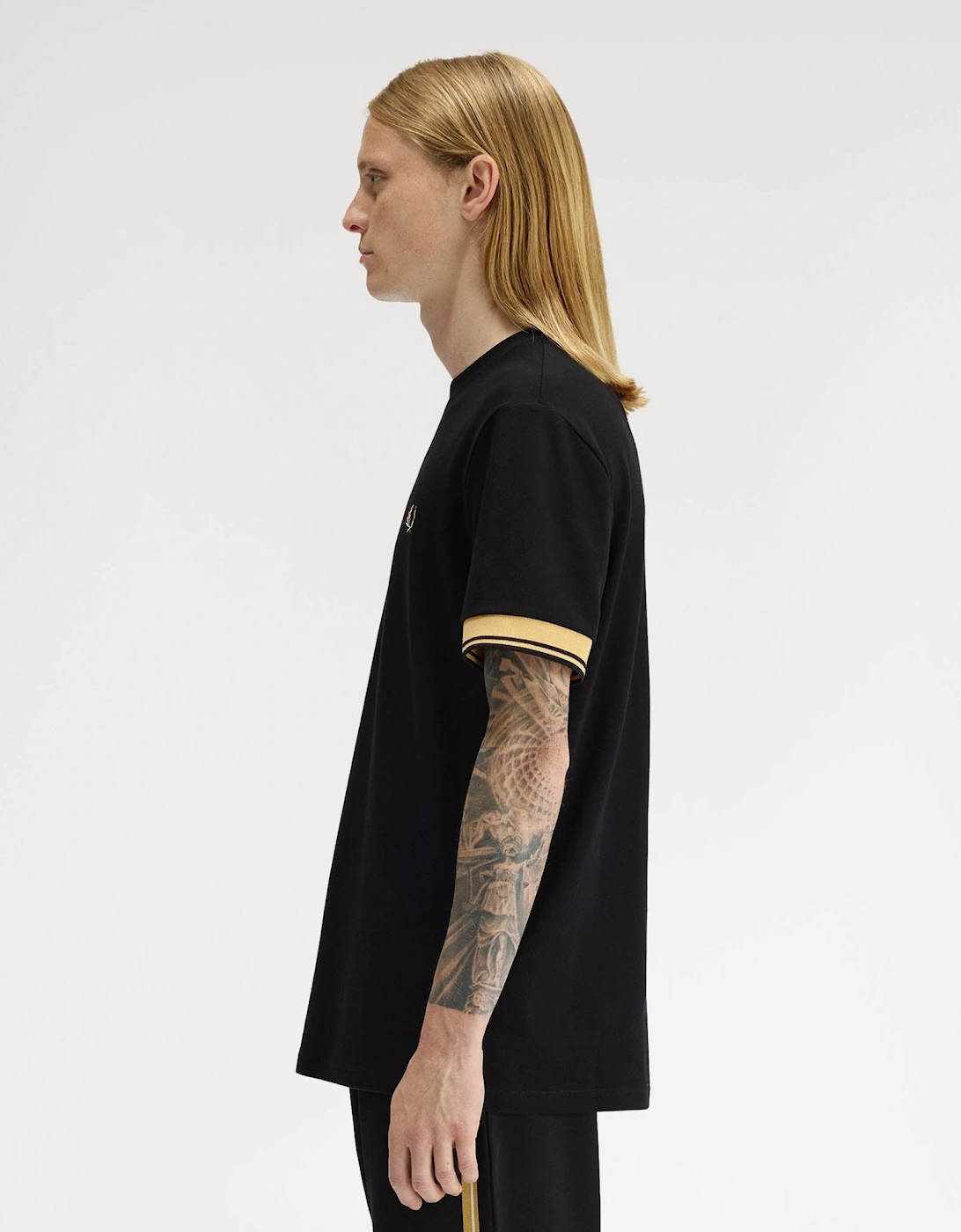 Mens Twin Tipped Cuff T-Shirt - Black/Champagne 90A