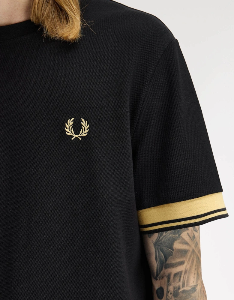Mens Twin Tipped Cuff T-Shirt - Black/Champagne 90A