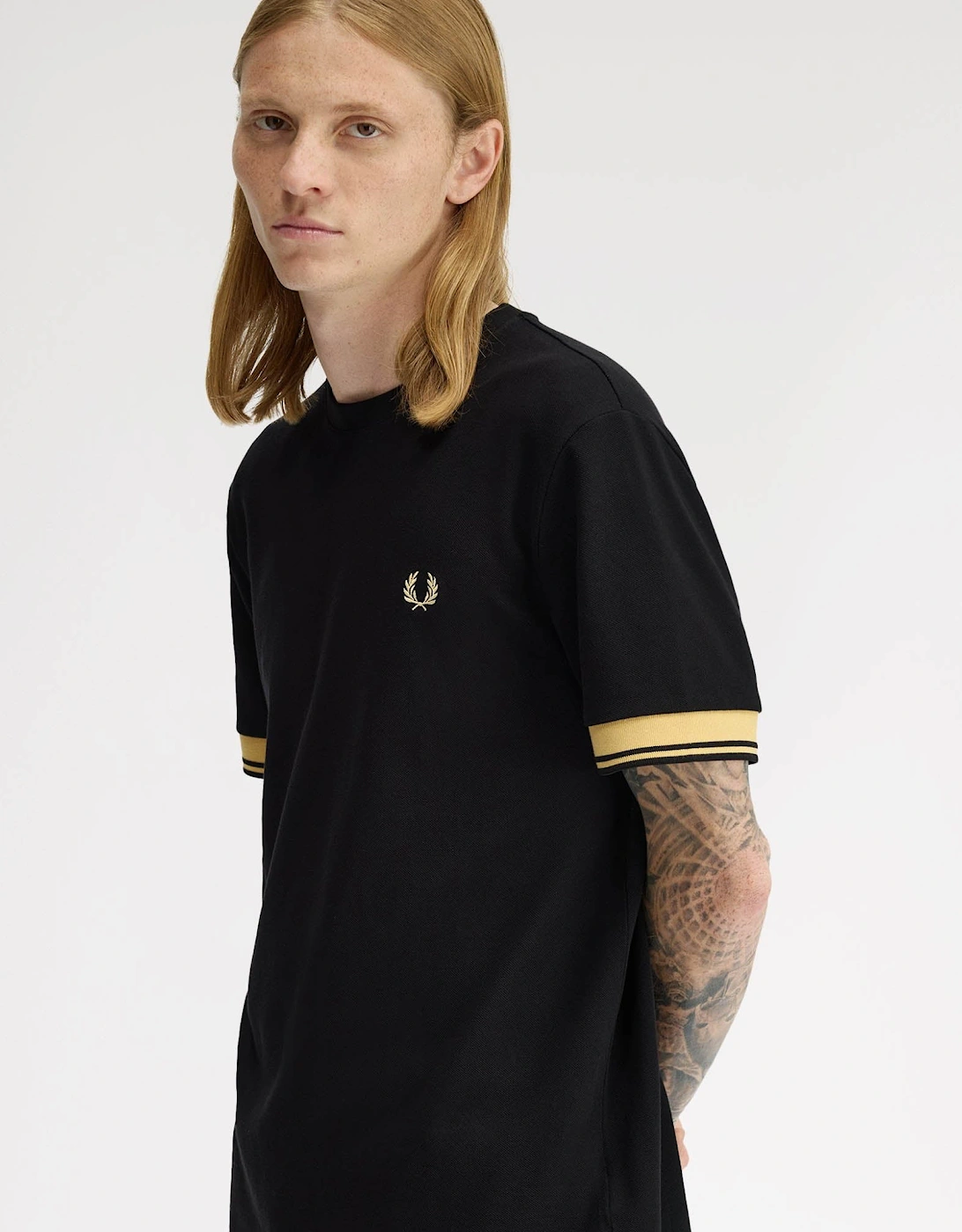 Mens Twin Tipped Cuff T-Shirt - Black/Champagne 90A