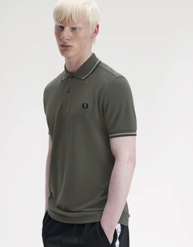 Mens Twin Tipped Signature Polo Shirt - Field Green/Seagrass/Black 04B